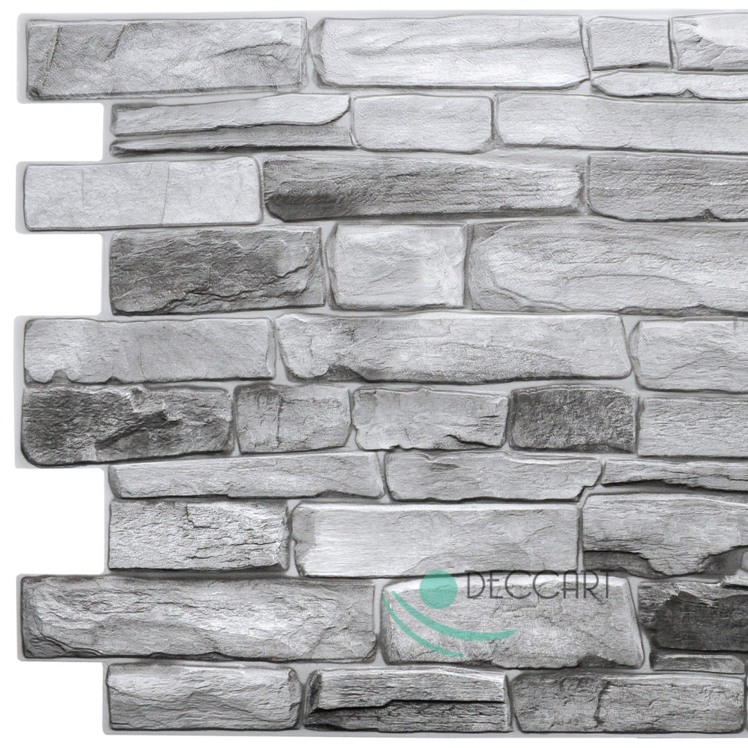 3D PCV Grey Stone Wall Panels