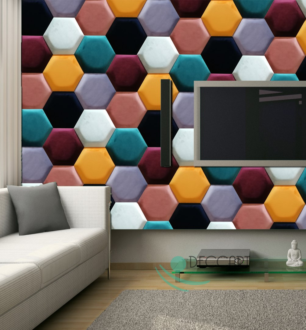 Upholstered Satin Panels Hexagon 2218