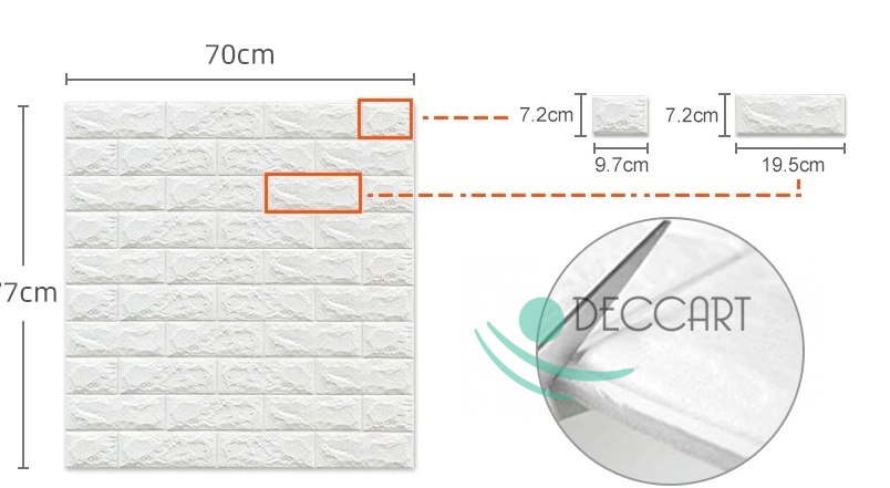 Self Adhesive Decorative Wall Panels 3D White Brick C15.