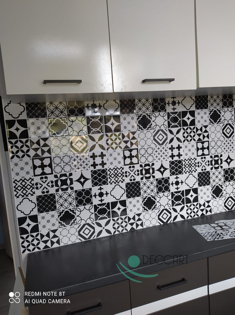 Patchwork Schwarze Wandpaneele 3D PVC 56899 Mosaik Fliesen