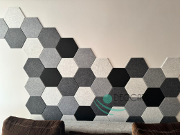 Panele ścienne filcowe HEXAGON 3D białe HB-01