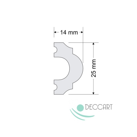 Sztykateria listwa ścienna sufitowa biała do ramek polistyrenowa DP1 MINI TWARDA 2,5 cm