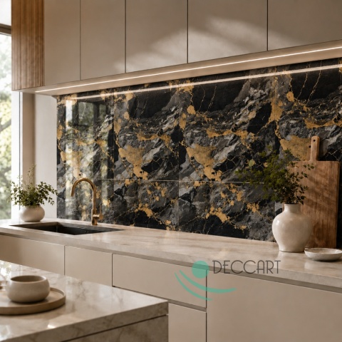 Panele ścienne SAMOPRZYLEPNE Czarny Marmur PŁYTKI 30x60 cm Tapeta AR72