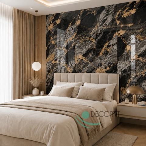 Panele ścienne SAMOPRZYLEPNE Czarny Marmur PŁYTKI 30x60 cm Tapeta AR72
