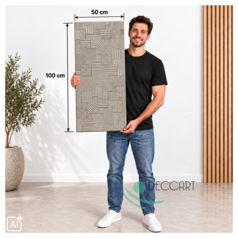 Panel Ścienny Kaseton Sufitowy 3D Tkanina Loft Beż 100x50 Grid 85XL 0,5 m²