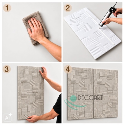 Panel Ścienny Kaseton Sufitowy 3D Tkanina Loft Beż 100x50 Grid 85XL 0,5 m²