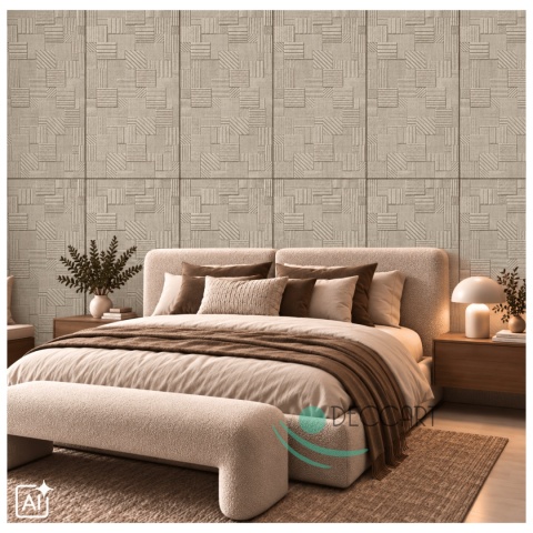 Panel Ścienny Kaseton Sufitowy 3D Tkanina Loft Beż 100x50 Grid 85XL 0,5 m²