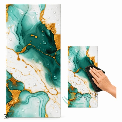 Panele ścienne SAMOPRZYLEPNE Marmur Szamragdowy PŁYTKI 30x60 cm Tapeta AR86